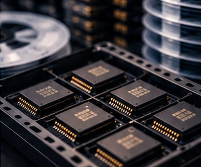 Organised trays of serialised electronic components